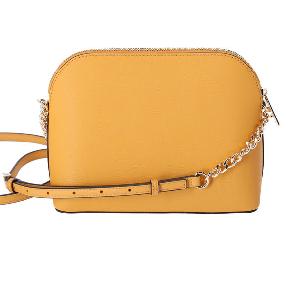 Michael Kors Jet Set Travel Medium Dome Crossbody Bag Gold Rod Yellow Leather - Picture 3 of 4